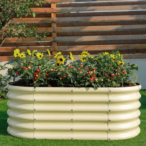 Galvanized Raised Garden Bed Kit 4x2x1.5ft Oval Metal Planter Box for Vegetables Outdoor V57489