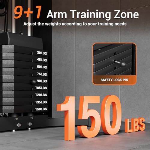 Home Gym Equipment Multifunctional Full Body Workout Machine with 150LBS Weight Stack and Pulley System K9984