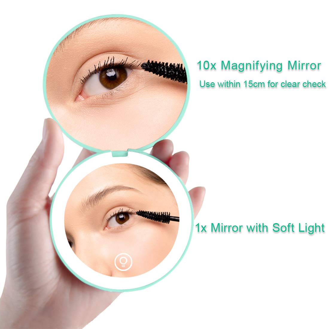 LED Light Compact Mirror with 10x Magnification and Tweezer Set K3737