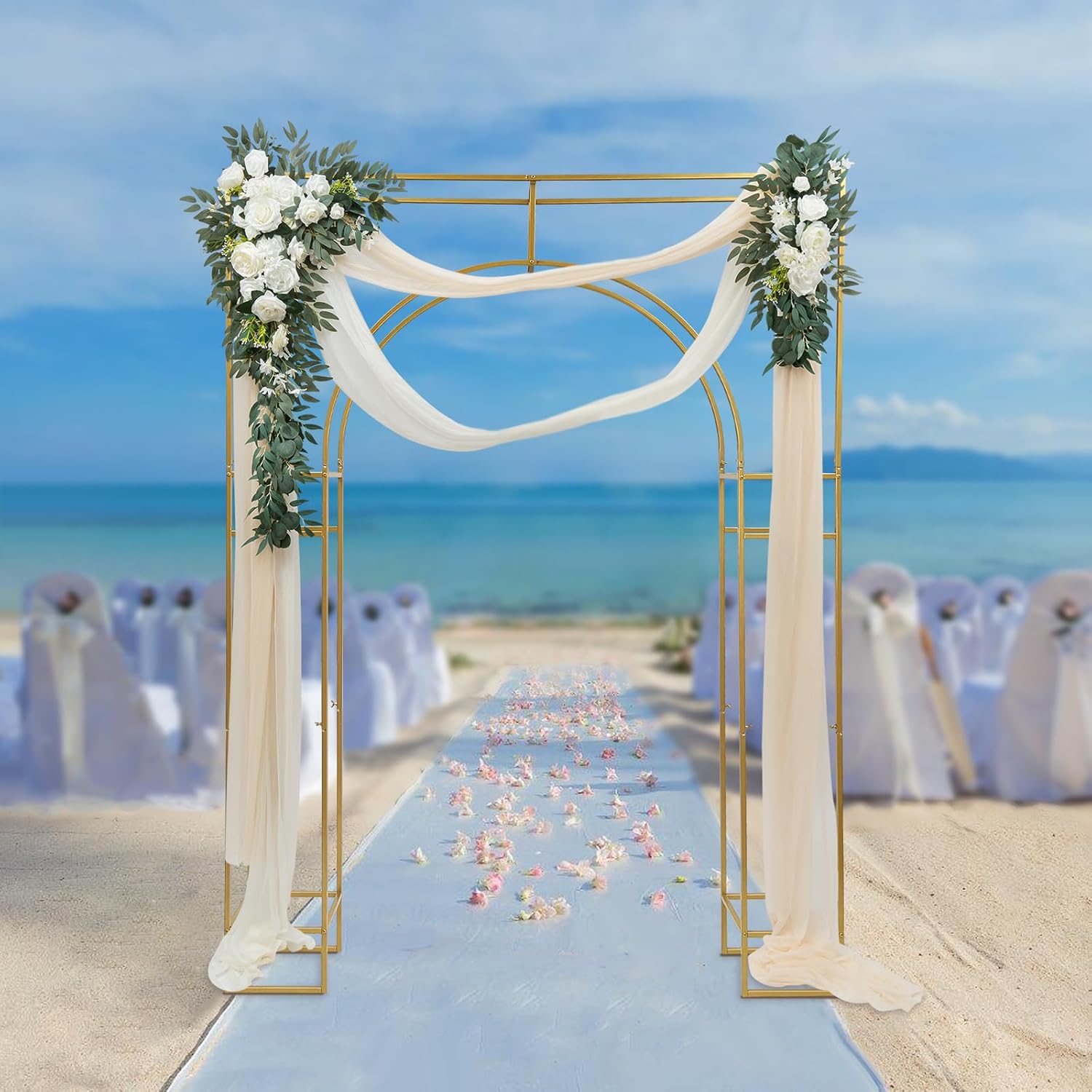 Gold Metal Arch Backdrop Stand for Wedding Ceremony I195