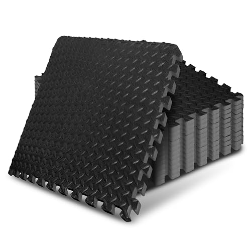 Puzzle Exercise Mat for Home Gym, EVA Interlocking Foam Floor Tiles with Border O344855