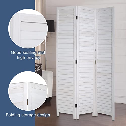 6 Panel Wood Room Divider Privacy Screen Freestanding White U13428