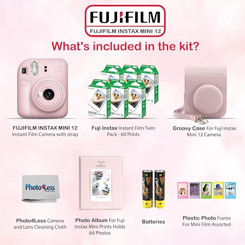 Instax Mini 12 Instant Camera Bundle with 60 Sheets Film and Accessories D684321