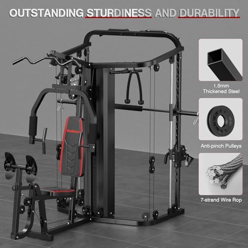 Multifunction Home Gym System with 138LB Weight Stack K907385