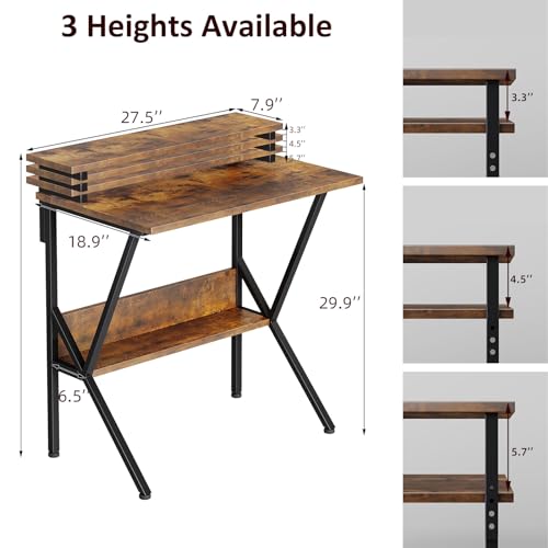 Small Desk with Adjustable Monitor Stand for Small Spaces, Grey G4959