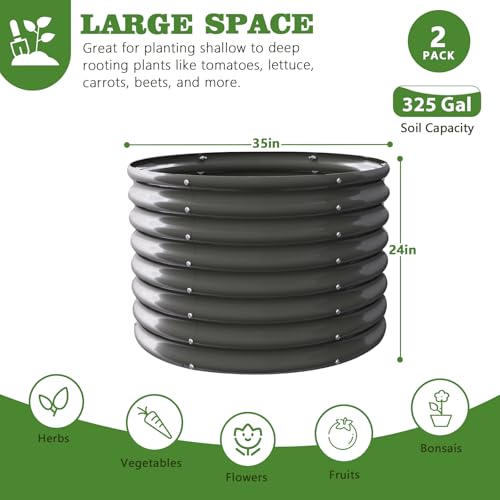 Galvanized Raised Garden Bed Oval Metal Planter Box for Vegetables Flowers U63502