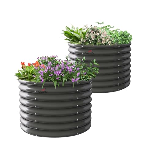 Galvanized Raised Garden Bed Oval Metal Planter Box for Vegetables Flowers U63502