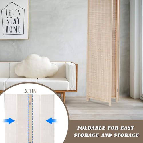 Bamboo Room Divider 6 Panel Folding Privacy Screen for Home H37149