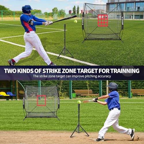 Baseball & Softball Practice Net with Bow Frame, Portable, with Batting Tee and Carry Bag B6660