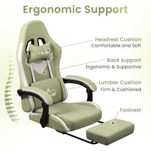 Gaming Chair with Footrest Lumbar Support High Back Recliner Ergonomic Leather L124
