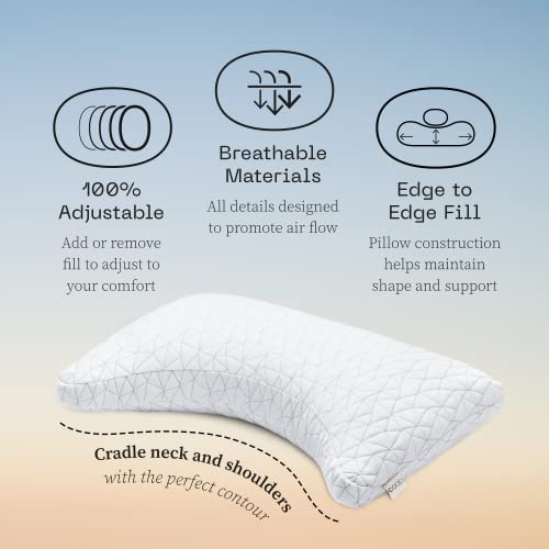 Adjustable Queen Bed Pillow, Cross Cut Memory Foam, Medium Firm for Side and Back Sleepers O458