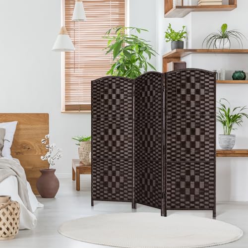 3 Panel Folding Room Divider, Dark Mocha Privacy Screen K453