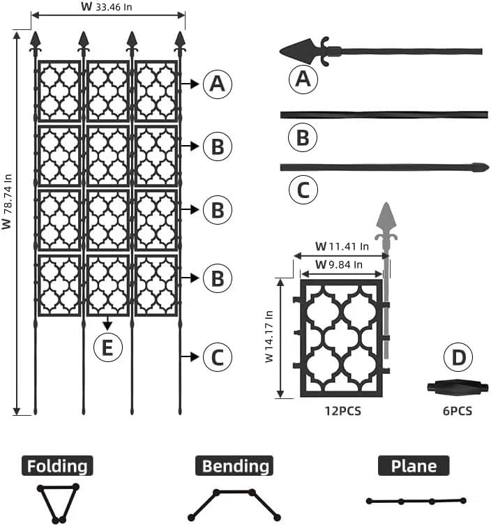 Garden Trellis for Climbing Plants, Rustproof Metal, White, Large U900