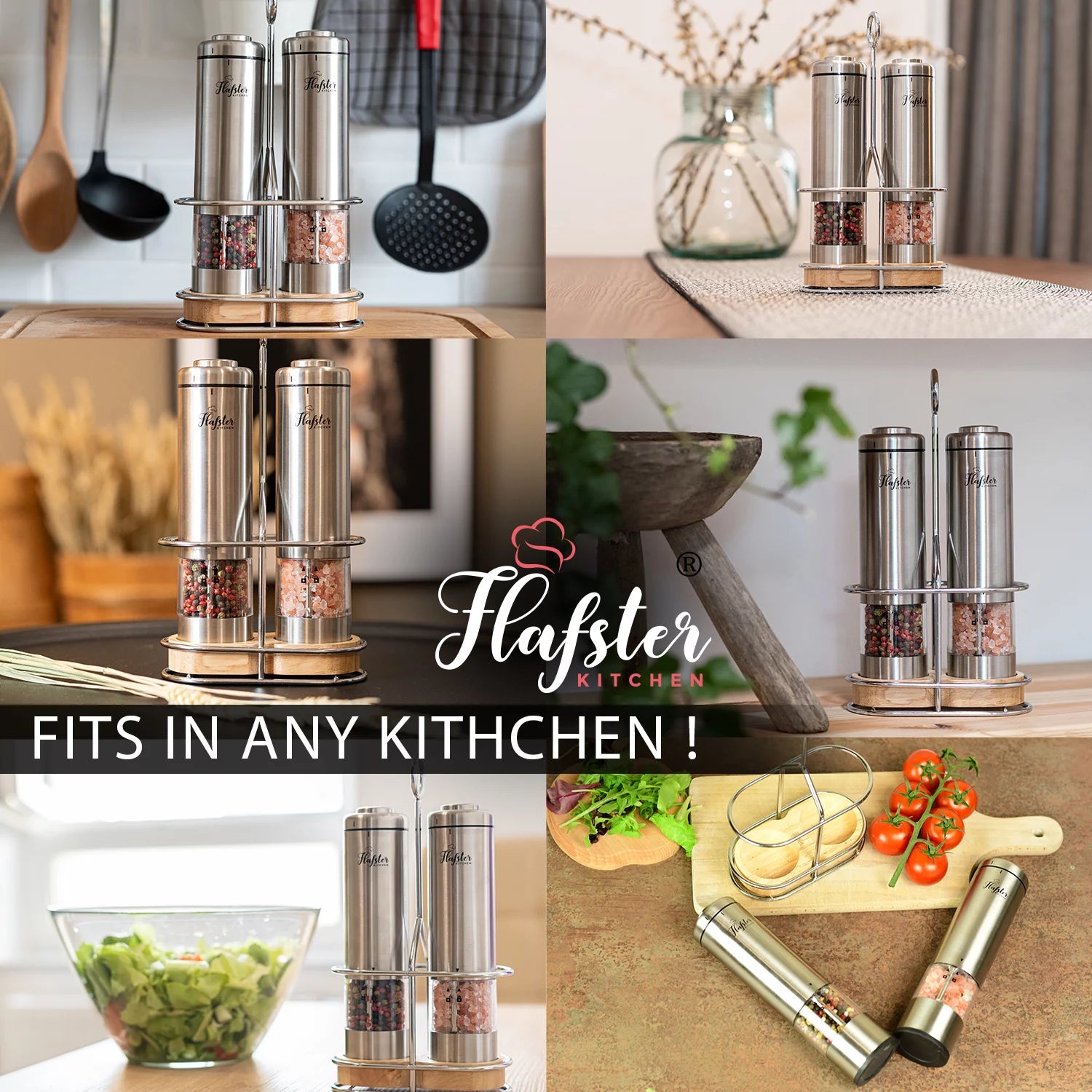Electric Salt and Pepper Grinder Set, Battery Operated Shakers S2791