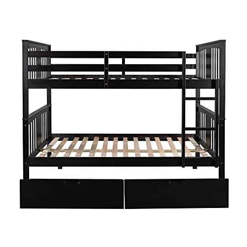 Twin Over Full Bunk Bed with Slide and Stairs for Kids I642