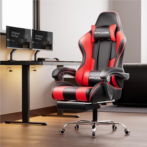 Gaming Chair with Footrest and Lumbar Support, Height Adjustable, Blue Y9034