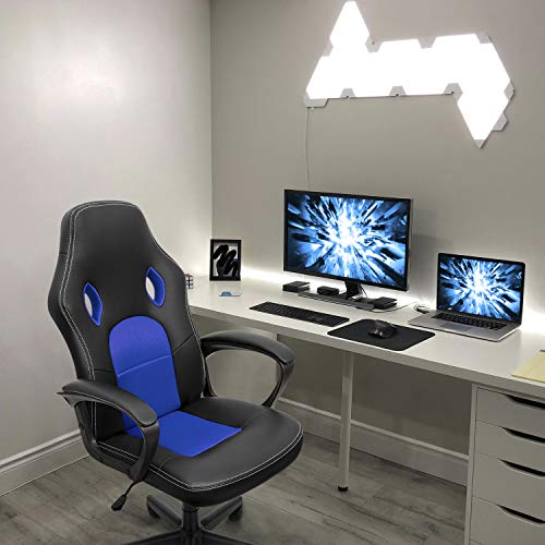 High Back Ergonomic Leather Gaming Chair, Adjustable, Blue S74277