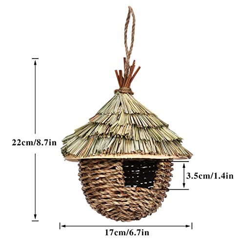 Hanging Straw Woven Bird House for Outdoor Garden Decor N13144