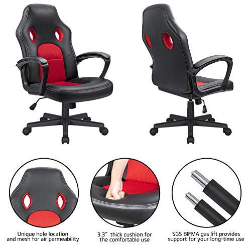 High Back Ergonomic Leather Gaming Chair, Adjustable, Blue S74277