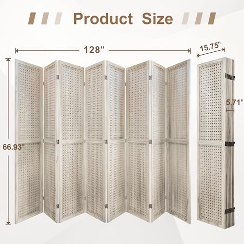 6 Panel Wooden Room Divider with Shelves P850285