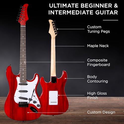 39in Full Size Beginner Electric Guitar Starter Kit with Case and Amp E13920