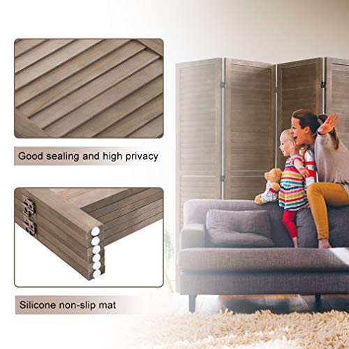 6 Panel Wood Room Divider Privacy Screen Freestanding White U13428