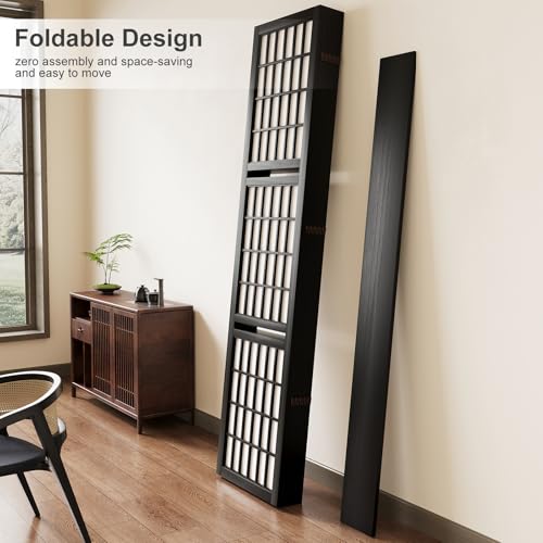 Japanese Shoji Style Folding Room Divider, 4 Panels, Black G5567