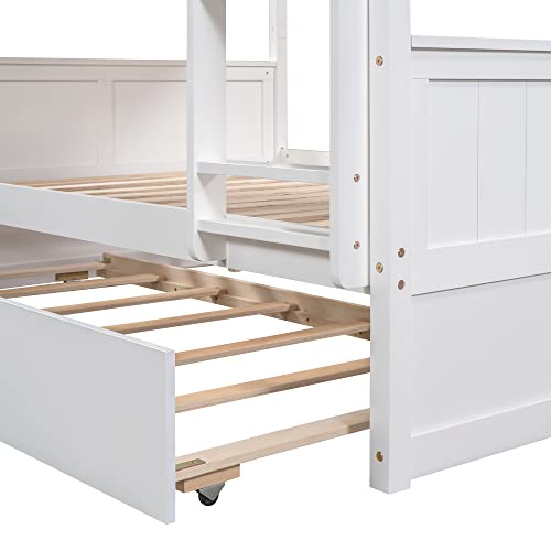 Twin Over Full Bunk Bed with Slide and Stairs for Kids I642