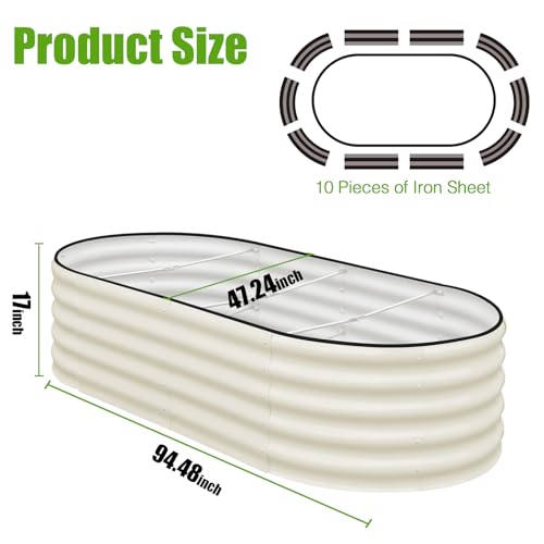 Galvanized Raised Garden Bed, 4x2x1ft Oval Metal Planter Box for Outdoor Plants Vegetables X93266