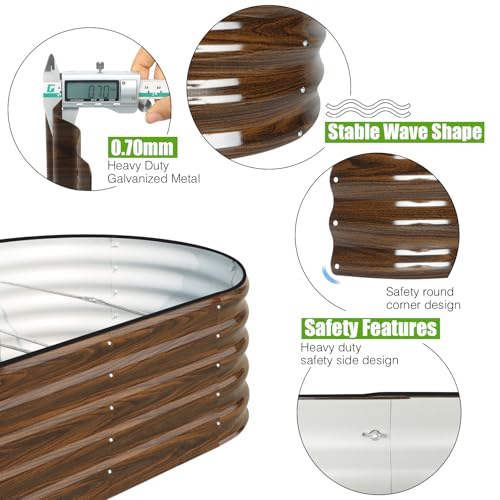 Galvanized Raised Garden Bed, 4x2x1ft Oval Metal Planter Box for Outdoor Plants Vegetables X93266