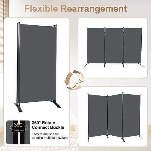 4 Panel Folding Room Divider Privacy Screen with Steel Frame F2996