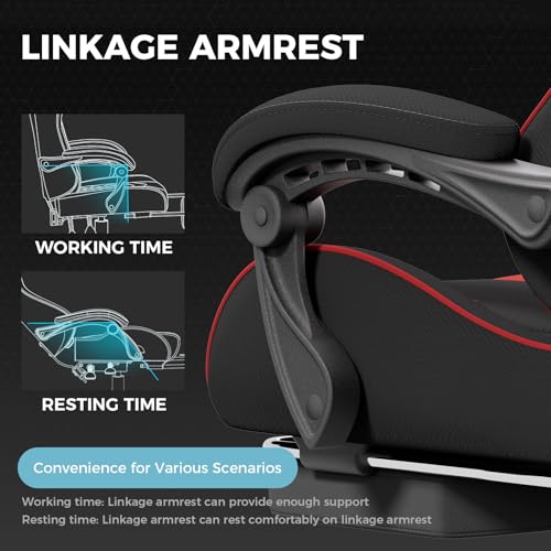 Gaming Chair with Footrest and Lumbar Support, Height Adjustable, Blue Y9034