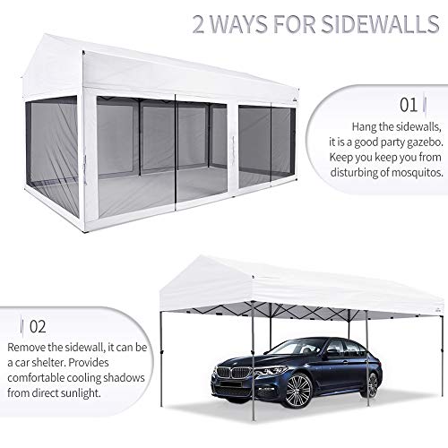 10 x 20 ft Pop Up Canopy with Removable Sidewalls and Carry Bag D431035