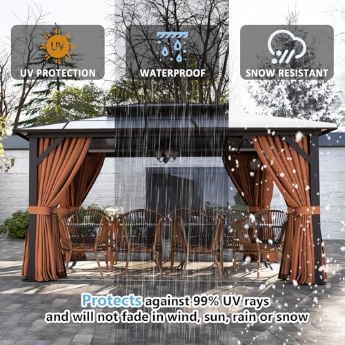 12x14 ft Hardtop Gazebo with Aluminum Frame, Curtains and Netting O271
