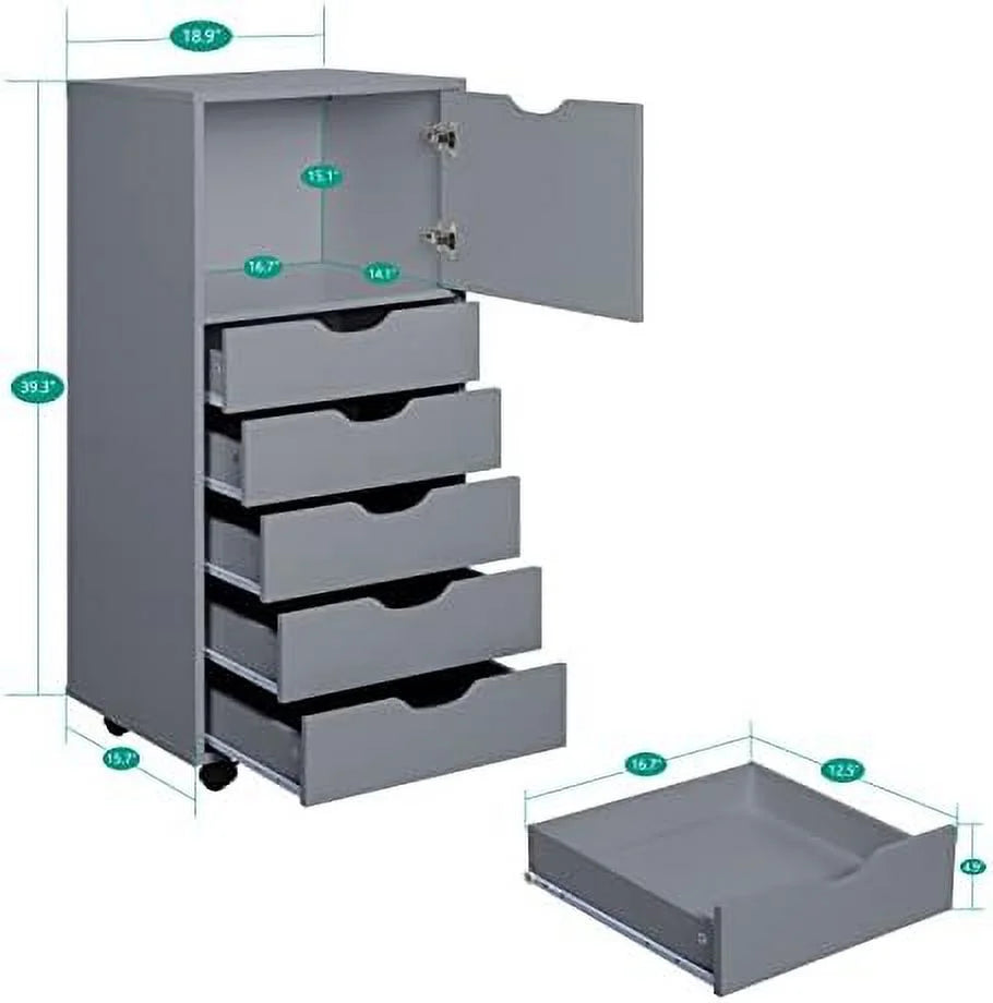 6-Drawer Mobile File Cabinet for Home Office P231