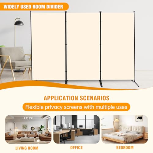 Room Divider Screen 3 Panel Folding Partition with Metal Frame, Grey N348