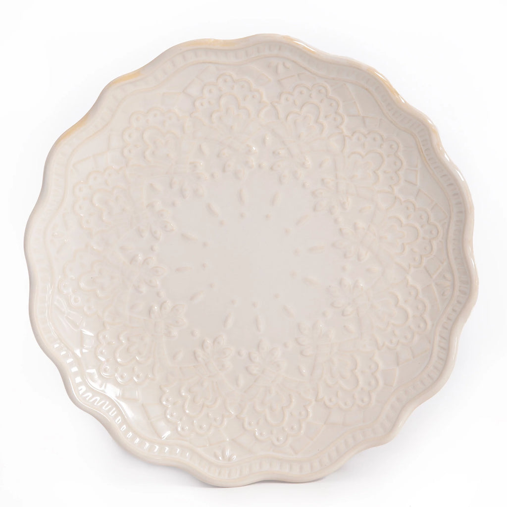 Farmhouse Lace 12-Piece Dinnerware Set, Linen B909