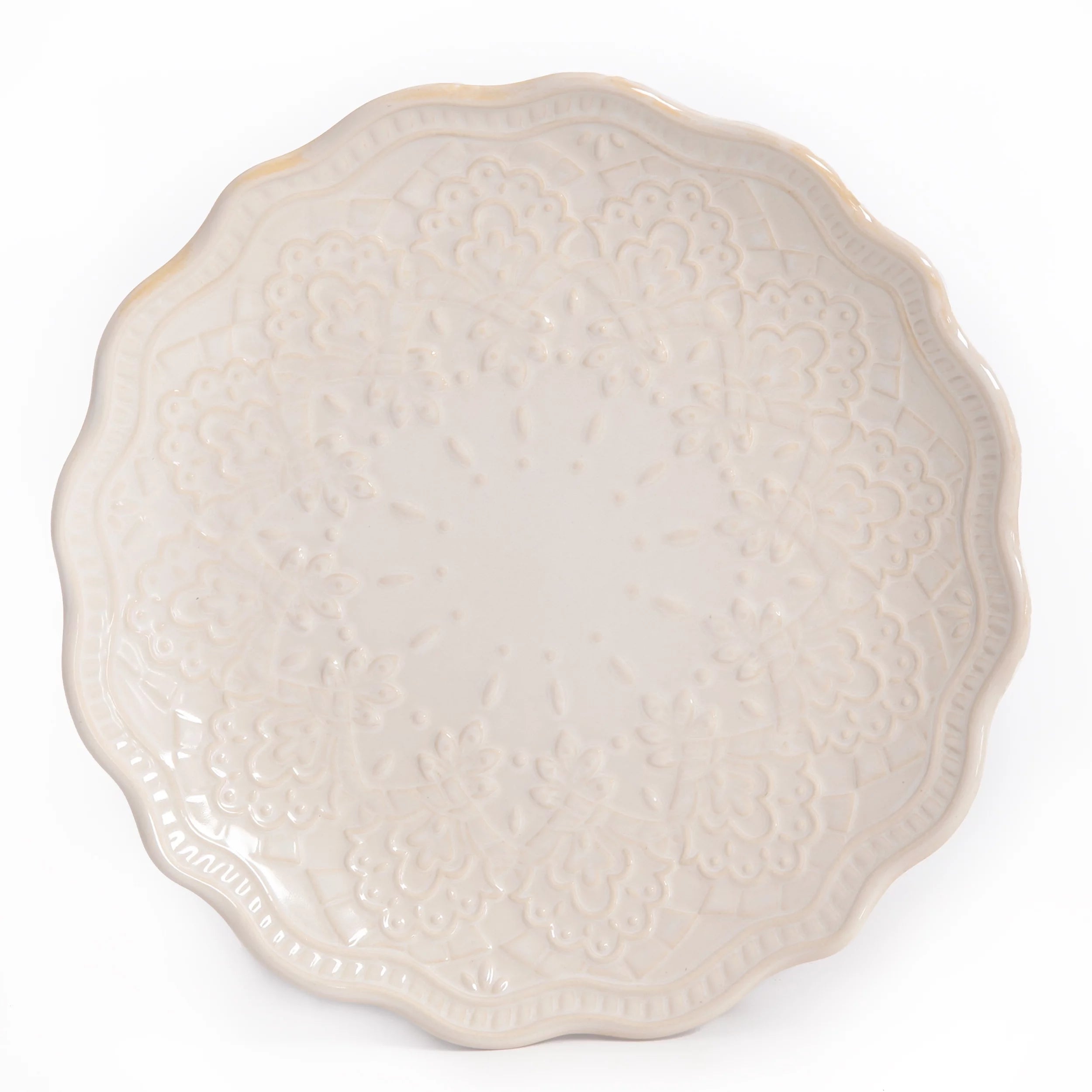 Farmhouse Lace 12-Piece Dinnerware Set, Linen B909