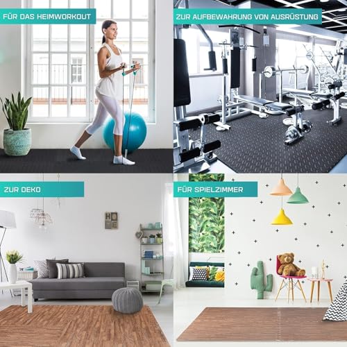 Puzzle Exercise Mat for Home Gym, EVA Interlocking Foam Floor Tiles with Border O344855