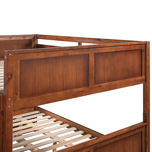 Twin Over Full Bunk Bed with Slide and Stairs for Kids I642