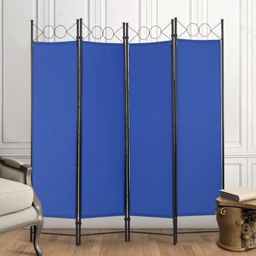 4 Panel Room Divider 6FT Steel Frame Folding Privacy Screen G872592