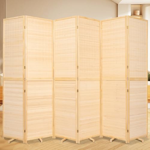 Bamboo Room Divider Folding Privacy Screen, 4 Panel, Beige N84000
