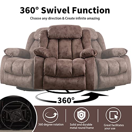 Massage Swivel Rocker Recliner Chair with Heat and Vibration, Grey M1757