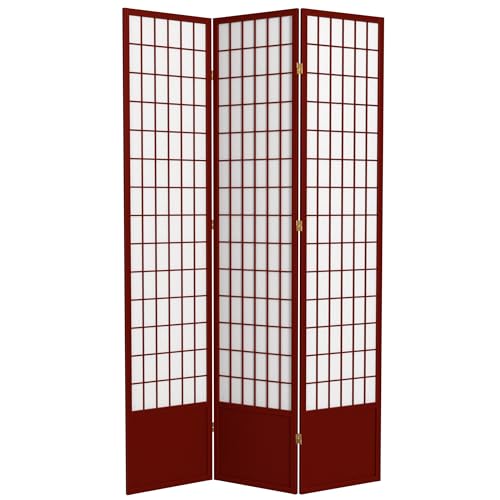 7 ft. Tall Window Pane Shoji Screen Room Divider, 3 Panels, White S15216