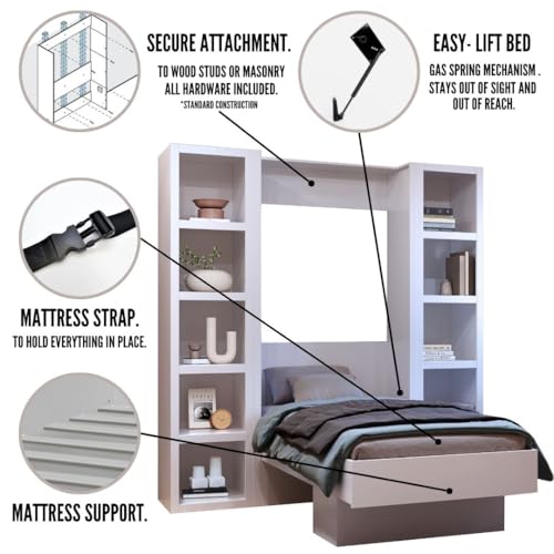Queen Murphy Wall Bed with Two Bookshelves Z468