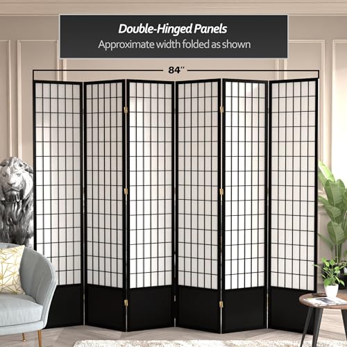 7 ft. Tall Window Pane Shoji Screen Room Divider, 3 Panels, White S15216