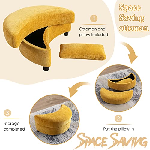 Round Swivel Barrel Chair with Ottoman for Living Room Bedroom G375183
