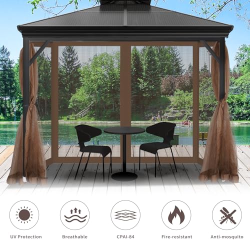 10x10 Gazebo Replacement Mosquito Netting with Zippers, 4-Panel Sidewall V44920