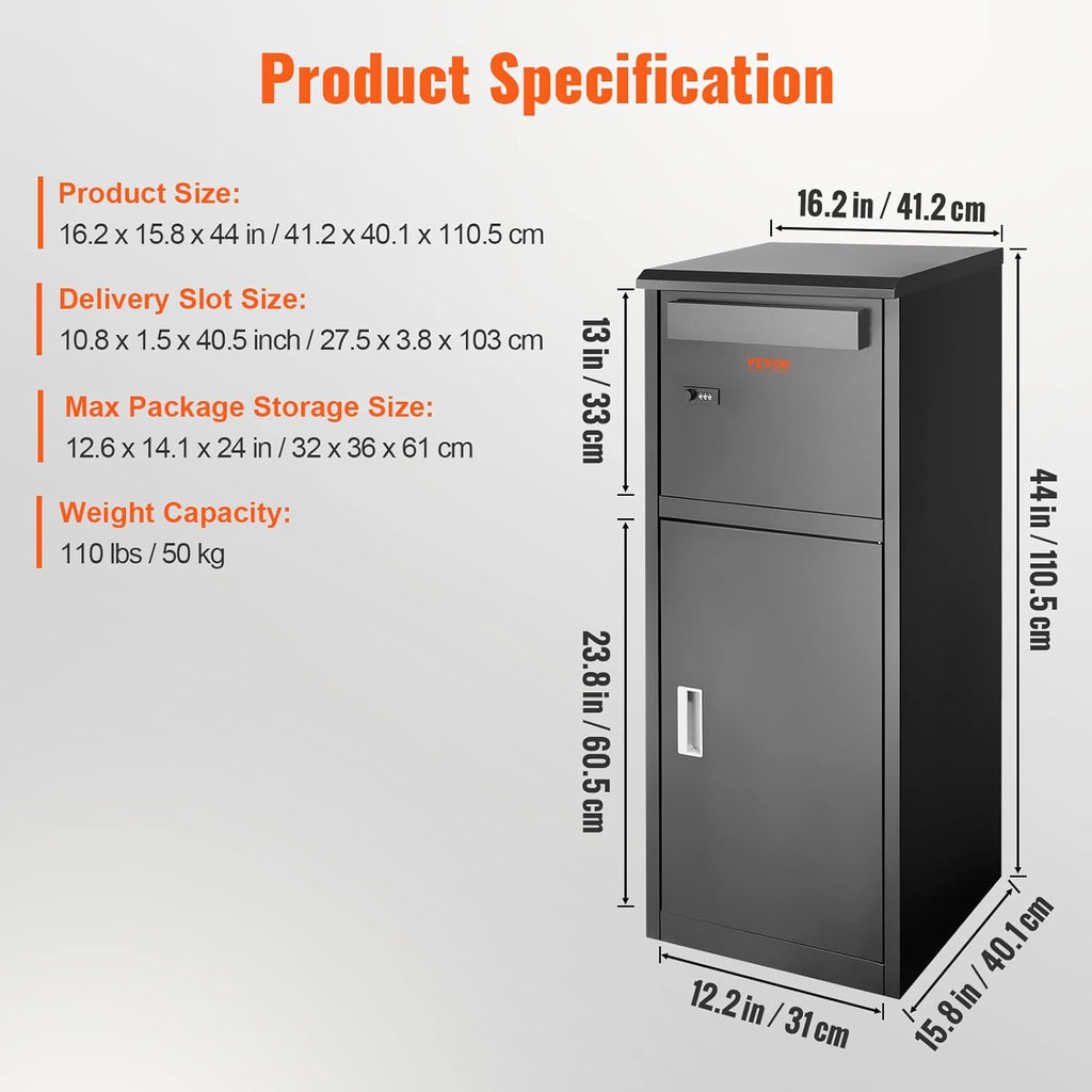 Galvanized Steel Package Delivery Box with Coded Lock, IPX3 Waterproof M85162
