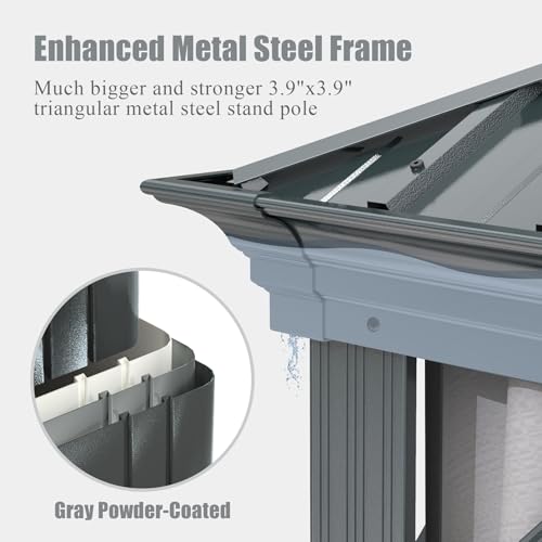 10 x 10 ft Hardtop Gazebo with Netting and Curtains, Galvanized Steel Roof for Patio K80436